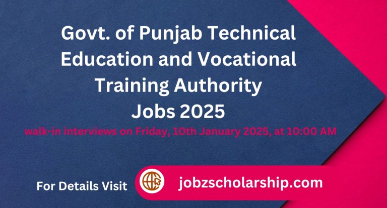 Govt. of Punjab Technical Education and Vocational Training Authority jobs