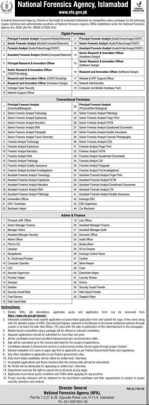 NFA Islamabad Jobs 2025,NFA Islamabad Jobs 2025 Advertisement,NFA Jobs 2025